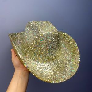 ⚡️Gold glitter cowboy hat with Rhinestone band! NWT⚡️